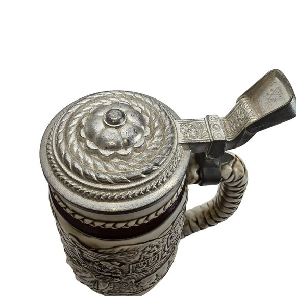 Vintage Avon Beer Stein Cattle Drive Chuck Wagon Scene Pewter Lid JE380 - Picture 5 of 9